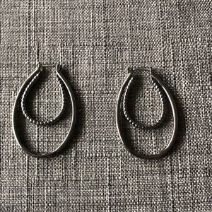 Lia Sophia Gunmetal Oval Hoop Earrings